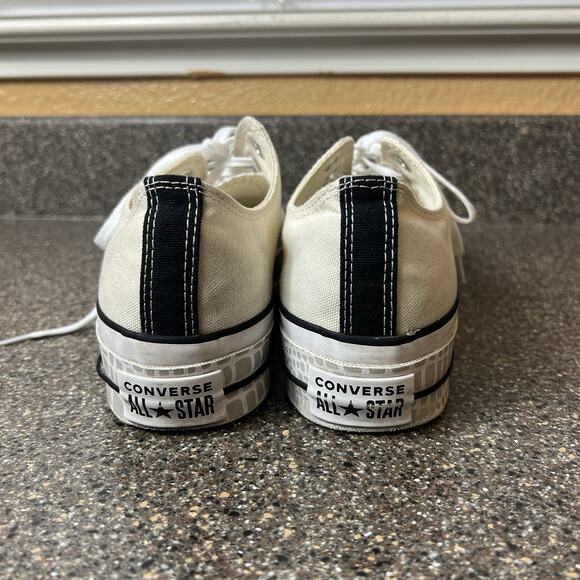 Converse All Star Ivory Canvas Gray Print Platform Womens 9 Sneaker Lace Up Shoe - Picture 9 of 11